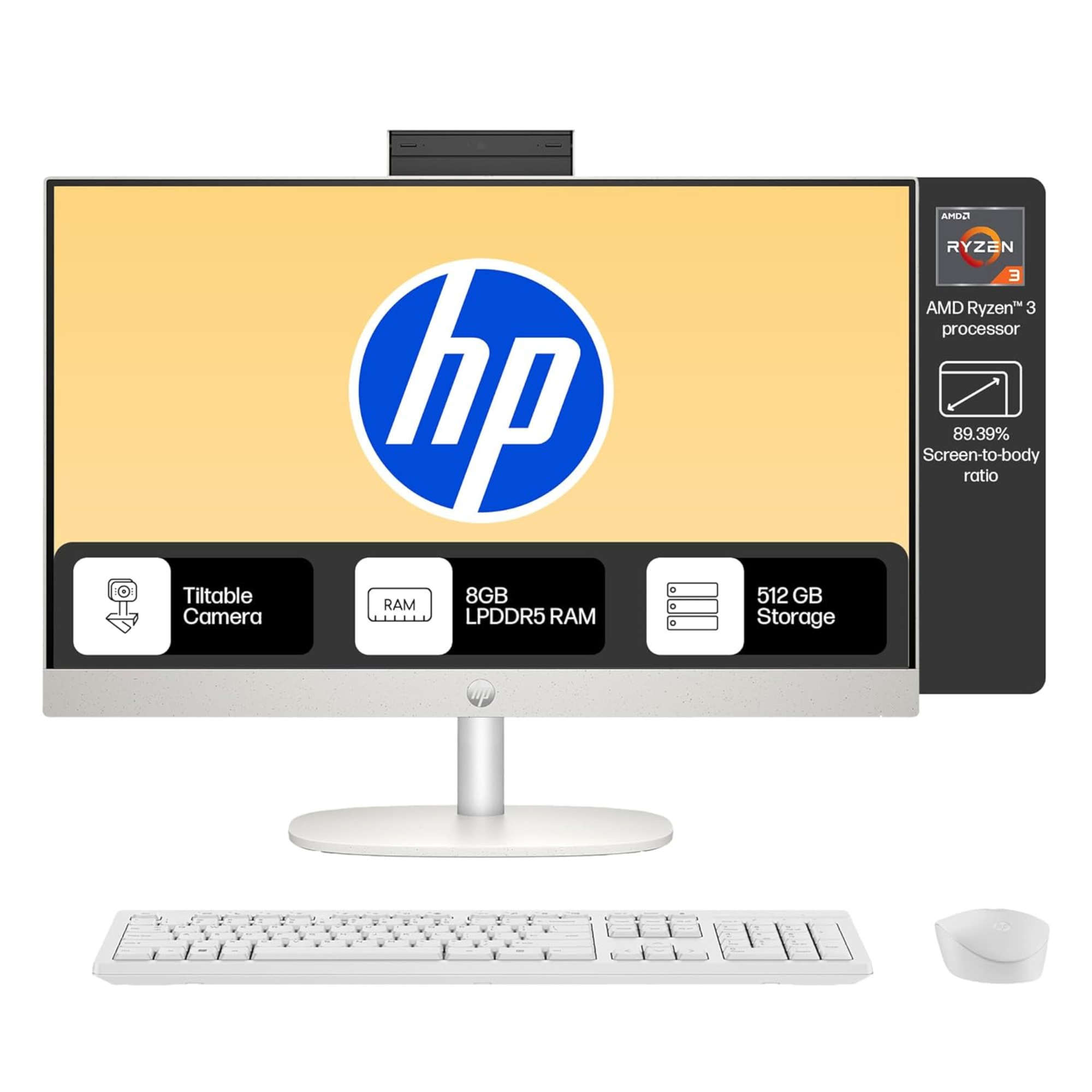 HP All-in-One 24, AMD Ryzen 3 7320U,8GB LPDDR5, 51...